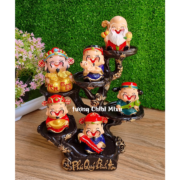 Bộ Ngũ Phúc 6cm kèm tượng Thần Tài